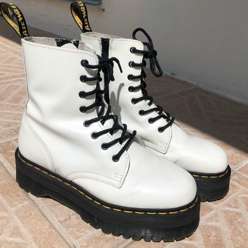 Dr Martens White Jadon Leather Boots size 10